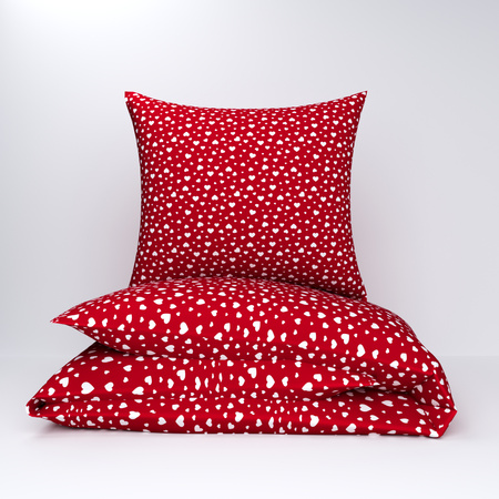 Pościel dla dziecka bawełniana 100x160 + poszewka na poduszkę 50x60 | 444red | czerwona | serca walentynki