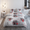 Pościel z kory 160x200 + poszewka na poduszkę 70x80 | 150red | szaro czerwona | gry