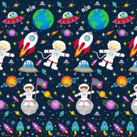 Poszewka bawełniana na poduszkę 50x80 | 202ast | granatowo pomarańczowa | planety kosmos